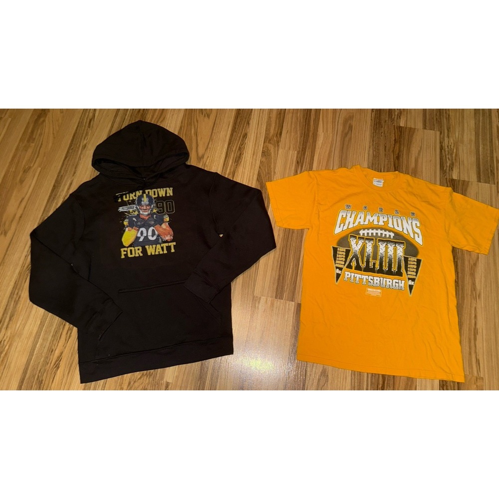 Pittsburgh Steelers Men's Medium TJ Watt Hoodie Graphic Tee T-Shirt Lot